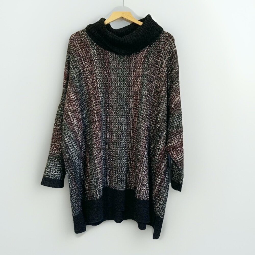Pure Jill Poncho Sweater One Size Marled Cowl Neck Dolman Sleeves Oversized